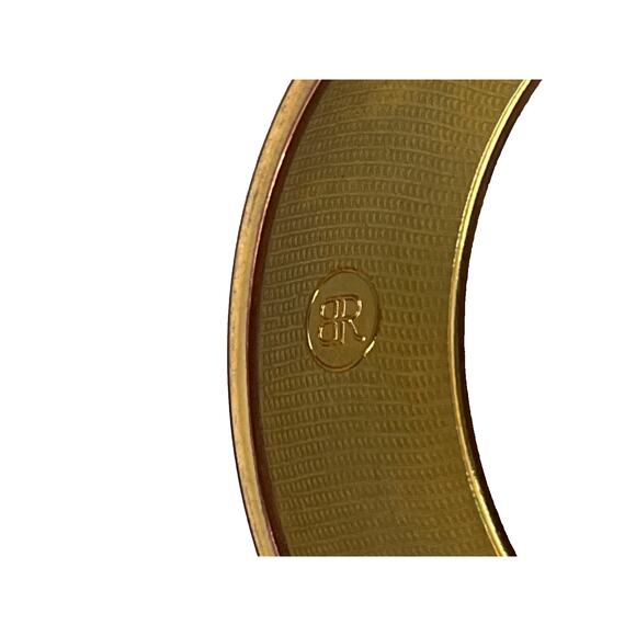 Banana Republic Jeweled Hinged Bangle Bracelet Gold Tone Brown Coral Cabochon - Picture 6 of 6